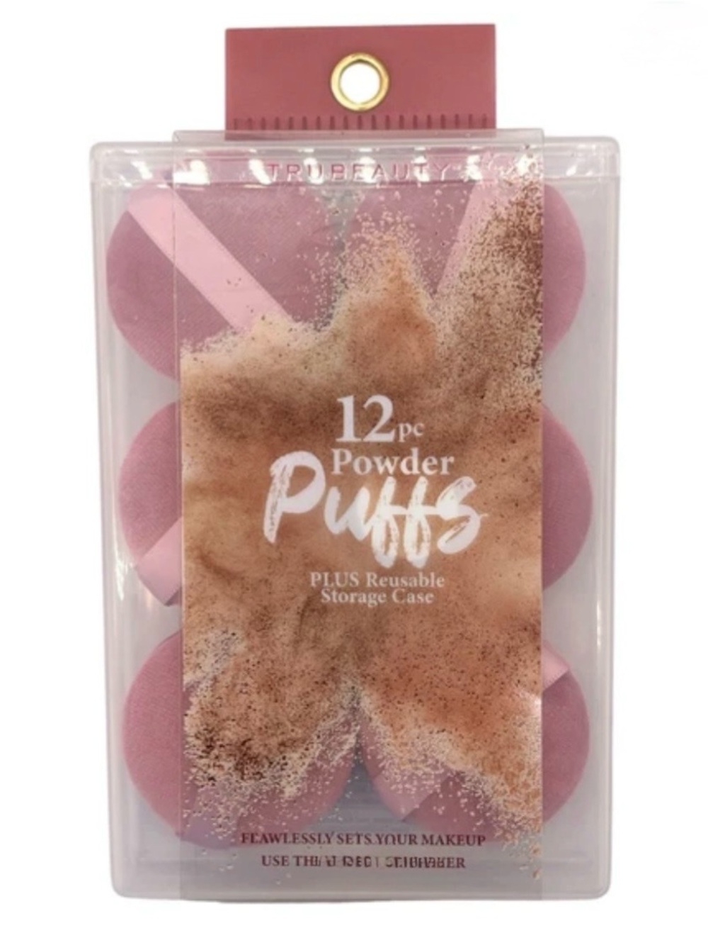 12pc Powder Puffs - Pink Reusable Makeup Sponges Case